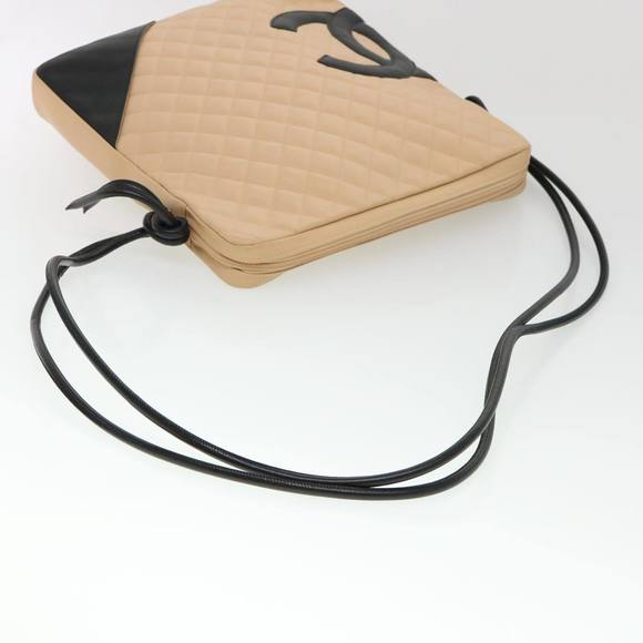 CHANEL Cambon Line Shoulder Bag Caviar Skin Beige CC Auth am4027 - Picture 7 of 16